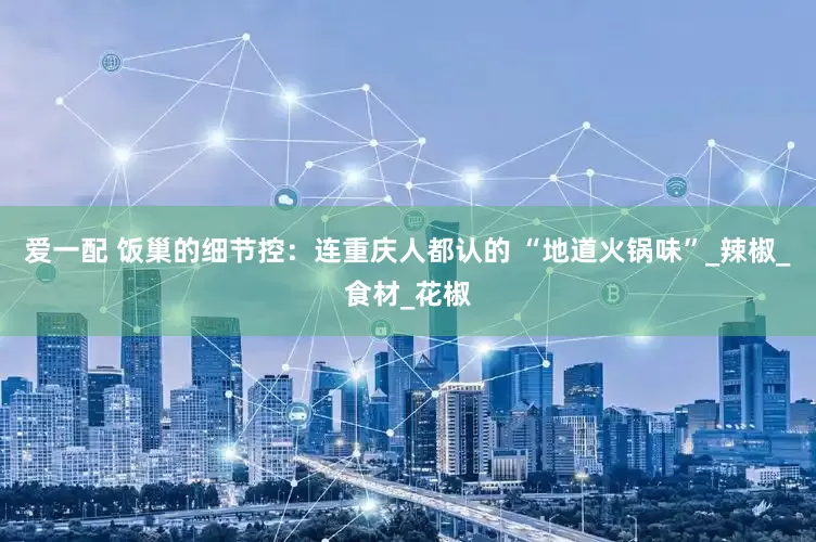 爱一配 饭巢的细节控：连重庆人都认的 “地道火锅味”_辣椒_食材_花椒